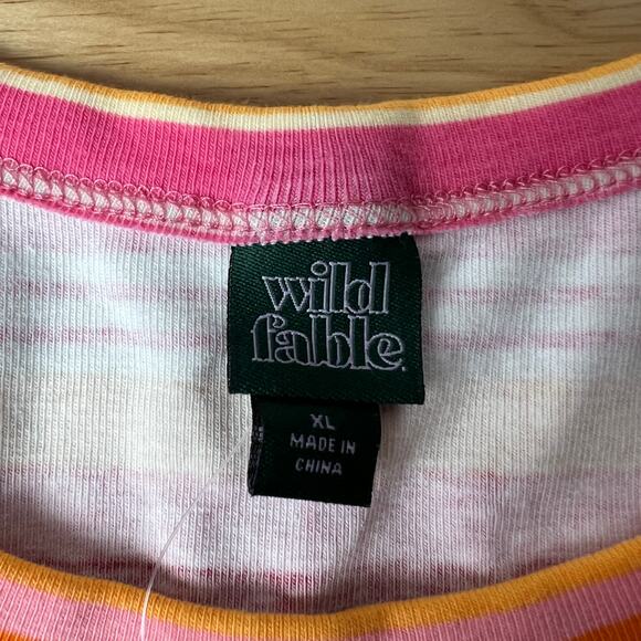 Wild Fable Women's Pink Striped Short Sleeve Fitted T-Shirt - Size XL - NWT - Picture 2 of 9